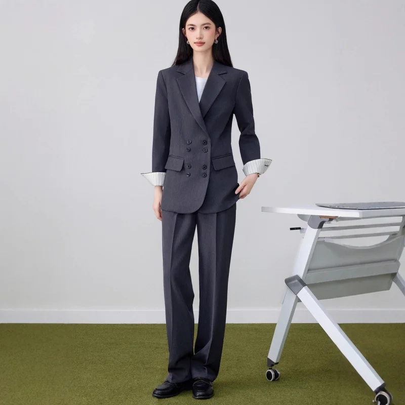 Pink Suit Set for Women2025Spring and Autumn New Fashionable Elegant Long Sleeve Blazer for Broadcasting and Hosting Professiona