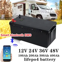 12V 24V 36V 48V 100AH 150Ah 200AH 300Ah 400Ah lifepo4 lithium battery bluetooth BMS APP for solar inverter EV Fishing boat