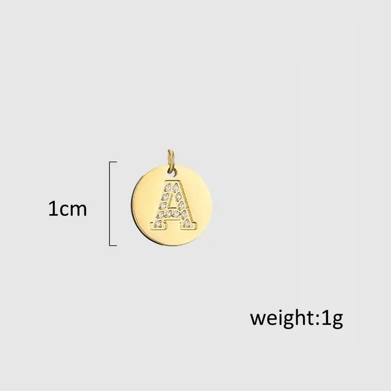 Quality Gold-Plated Stainless Steel Micro Pave Stone Intial Letter Pendant DIY Alphabet Charm For Jewelry Making