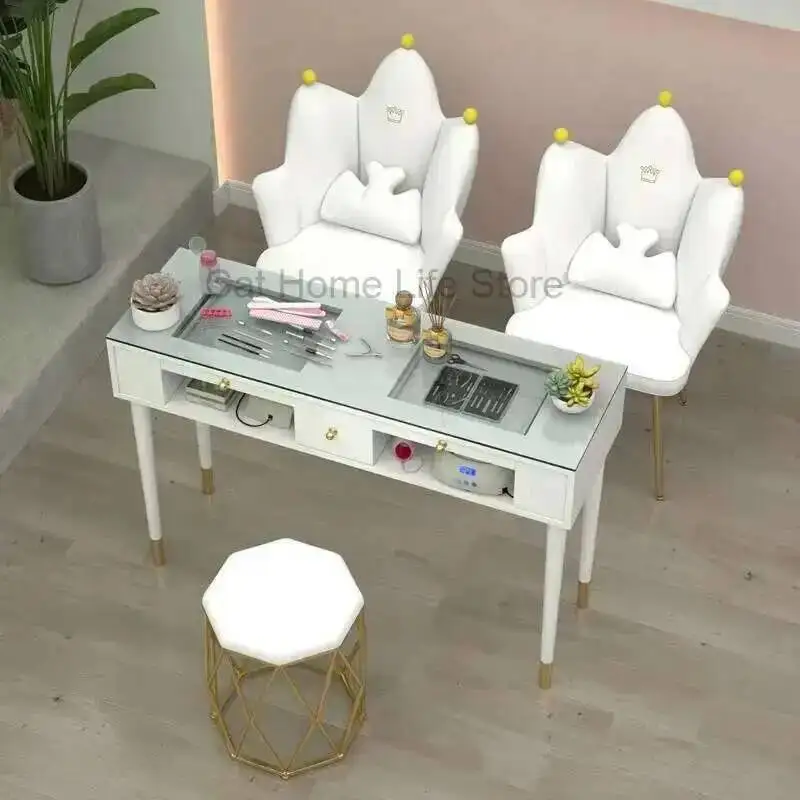 

Office Nail Manicure Table Lamps Nails Kinetics Art Glass Top Tables Desk Extractor Salon Chair Mesa Designer Foldable Organizer