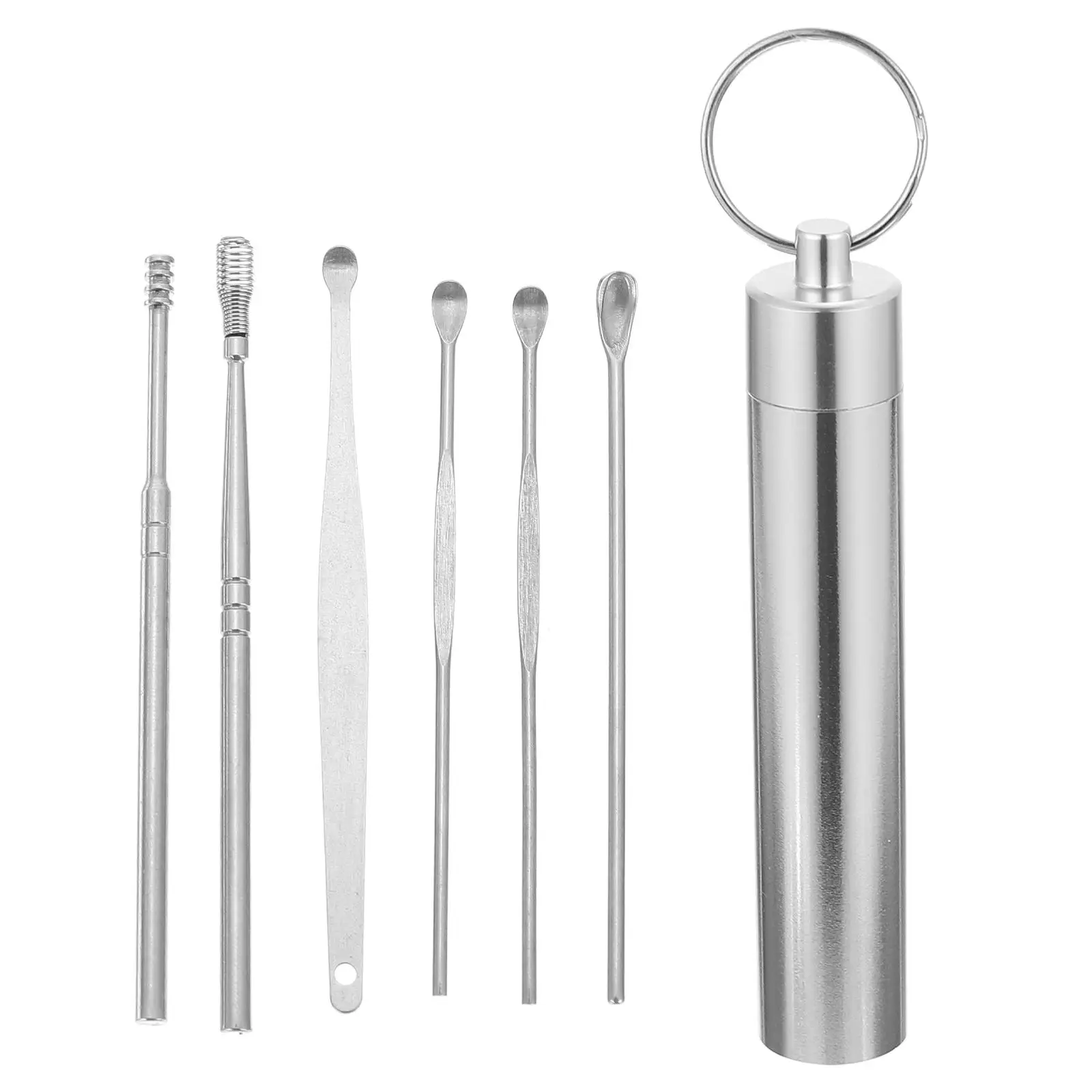 

Ear Cleaning Kit 2 Sets Portable Cleaner Stainless Steel Tools Spoons Hygienic Family Travel Dirt Removal Canal Comfort