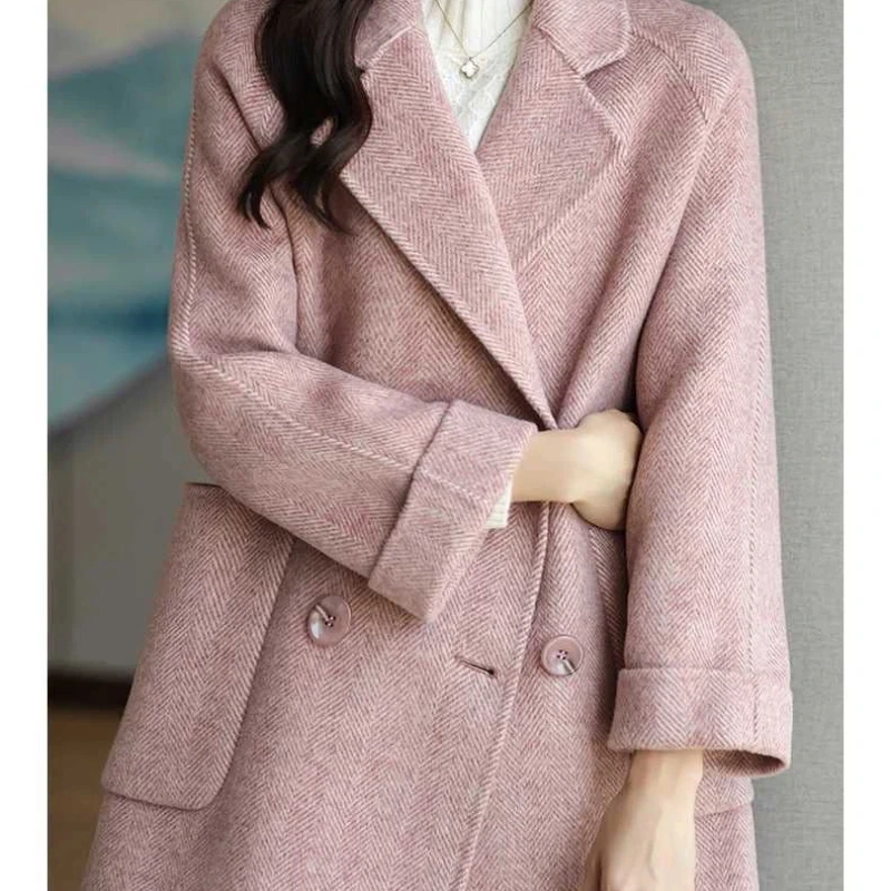 2026 Autumn Winter Women's Blazers Wool&Blends Loose Plus Size Lady Ladies Outerwear Fashion Long Slevee Female Coats KE9669