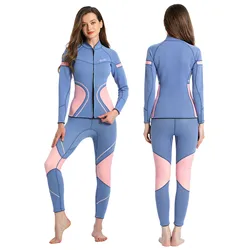 Women's Professional Snorkeling Suit Cold Proof Warm 3mm Neoprene Top Pants Split Suit Ladies Wading Swimming Surfing Wetsuit