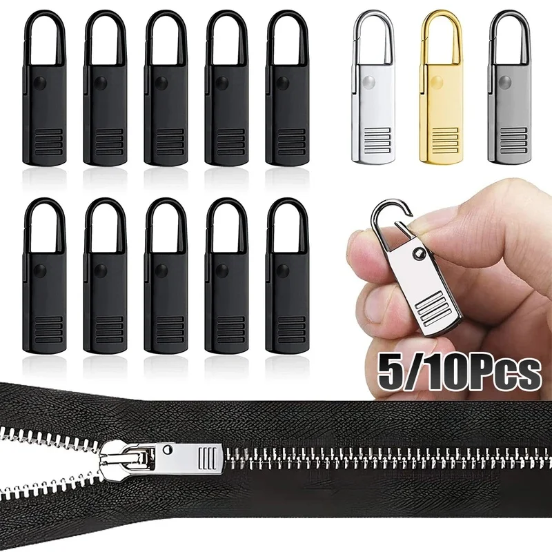 5/10Pcs Zipper Pull Replacement Detachable Zipper Pull Tabs Metal Zipper Fixer Head for Backpacks Purses Jackets Luggage Boots