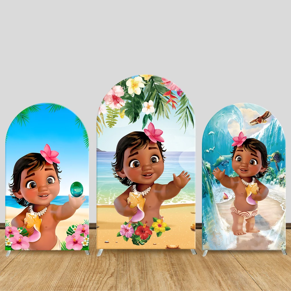 

Baby Moana Theme Arch Backdrop Wall Cloth Cover Kids Birthday Party Decoration Baby Shower Supplies Photography Background