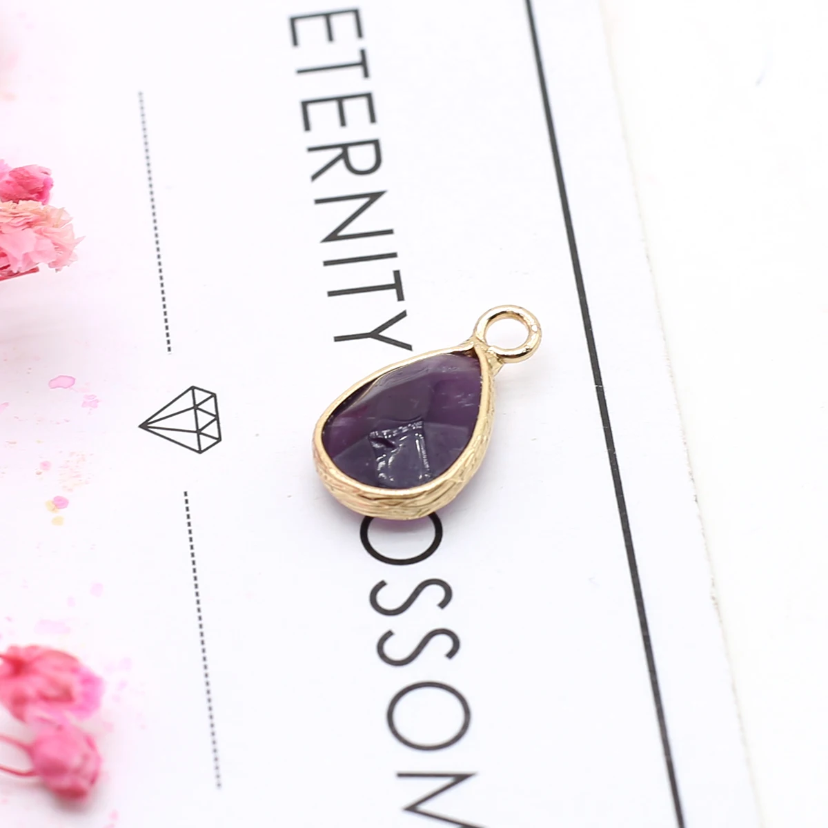Natural Amethysts Pendant Charms Natural Purple Quartz Crystal Connector For Healing Pendulum Jewelry Earring Necklace Making