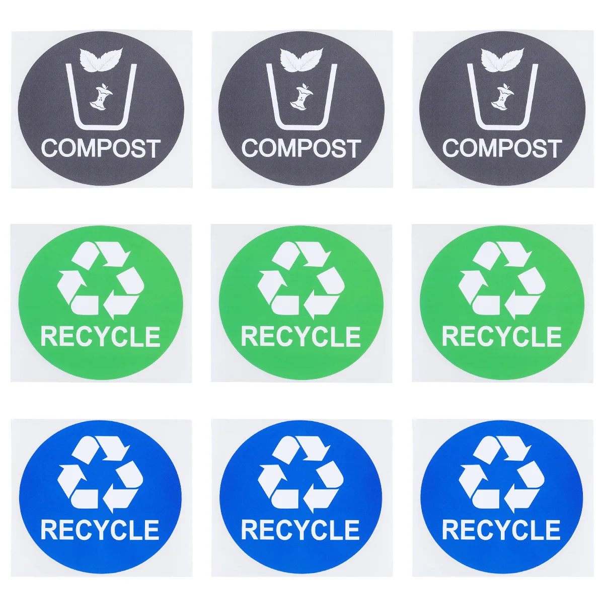 

12pcs Garbage Can Sticker Waterproof Pvc Trash Decal Removable Adhesive Vinyl For Recycling Bin Label Folder Organizer