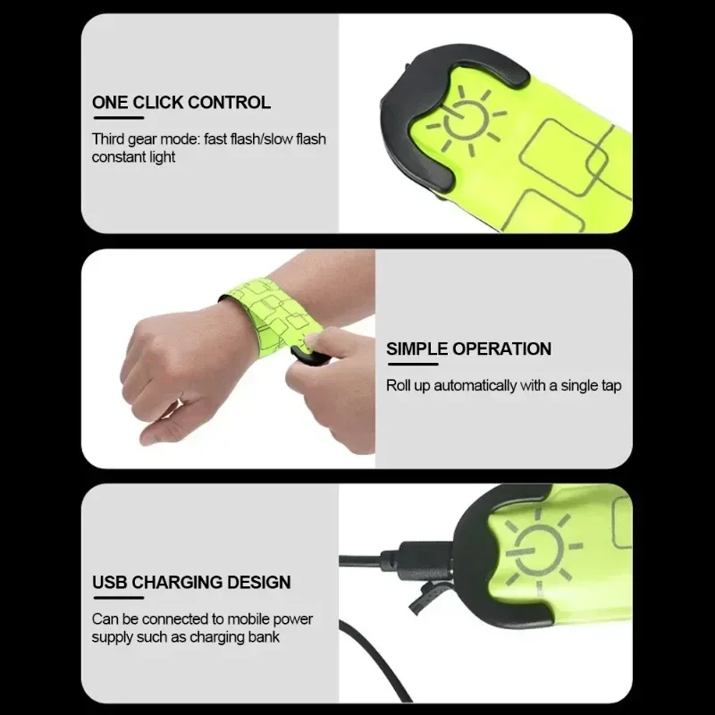 LED Snap Ring USB Charging Model Luminous Wristband Arm Strap Light Outdoor Running Flash Bicycle Safety Warning Light 자전거 램프