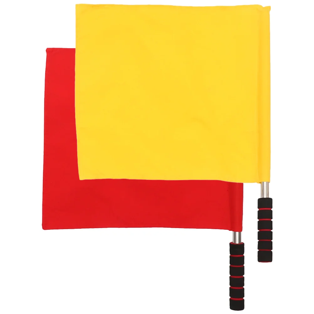 

Referee Flag Stainless Flag Sponge Handle Patrol Linesman Performance Official Flag Sports Events Football Volleyball Track