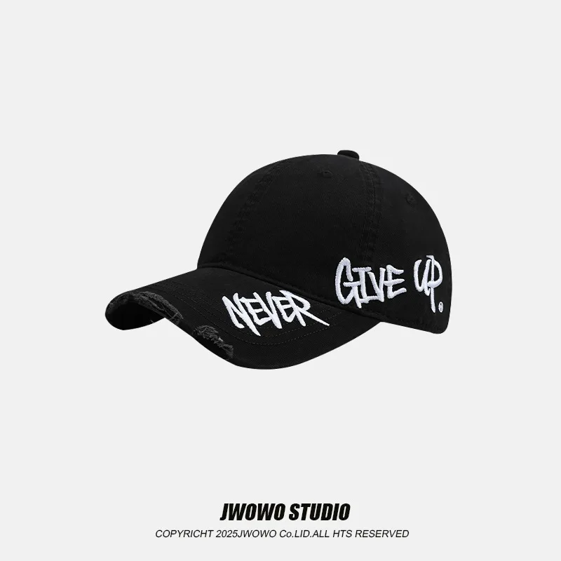 Never Give Up Embroidery Baseball Cap Men Women Spring Summer Sun Hats Cotton Snapback Hat Hip Hop Trucker Ripped Caps Hat