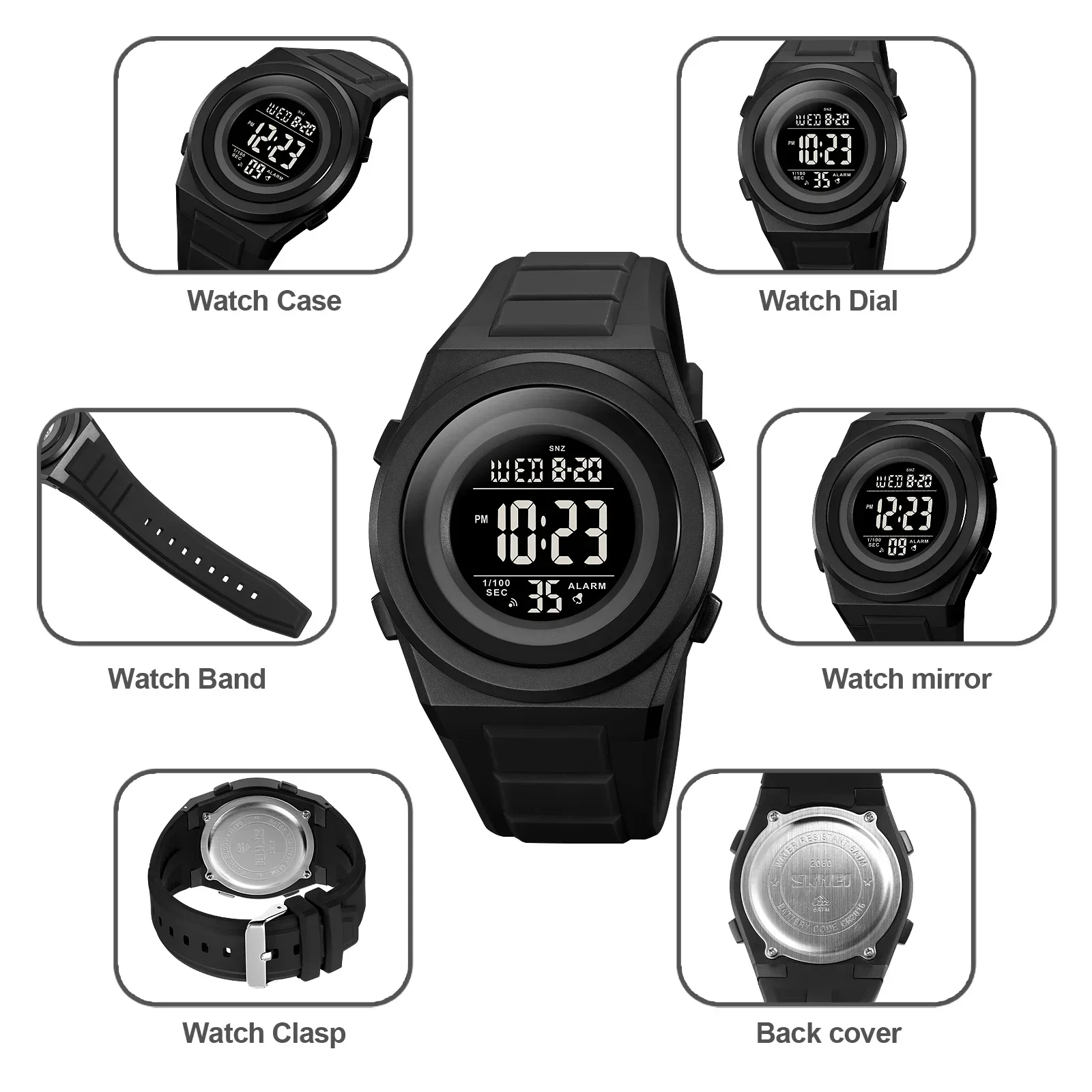 SKMEI 2080 Japan Digital movement Back Light Sport Watches Mens Countdown Wristwatch 5Bar Waterproof Calendar Clock reloj hombre