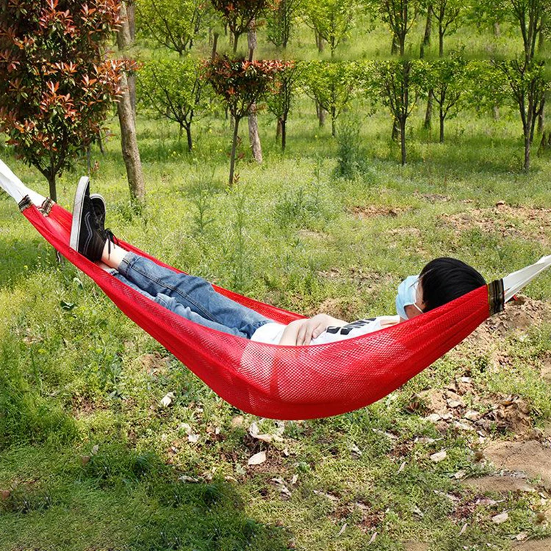 Ice Silk Mesh Hammock For Outdoor Sleeping Net Bed With Rope Portable Hiking Camping Garden Beach Yard Travel Swing Hanging Bed