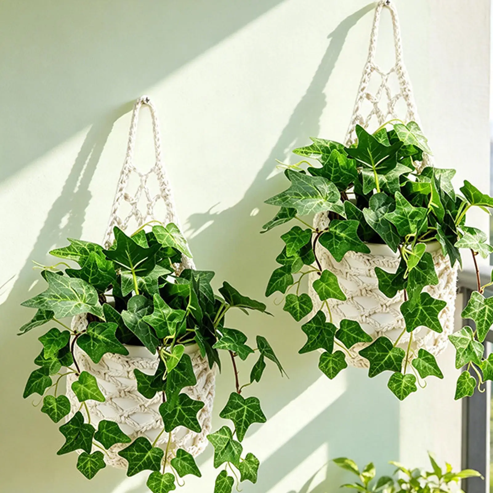 Macrame Plant Hanger Handwoven Wall Flower Pots Holder Rope Plant Hanger for Home Living Room Kitchen Apartment Workplace Window