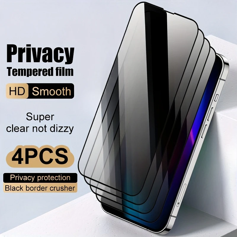 4 Stücke Anti Spy Gehärtetes Glas Für iPhone 16 14 15 13 11 12 Pro Max Displayschutzfolie Für iPhone 16 15 Plus 12 13 Mini X XR XS Max