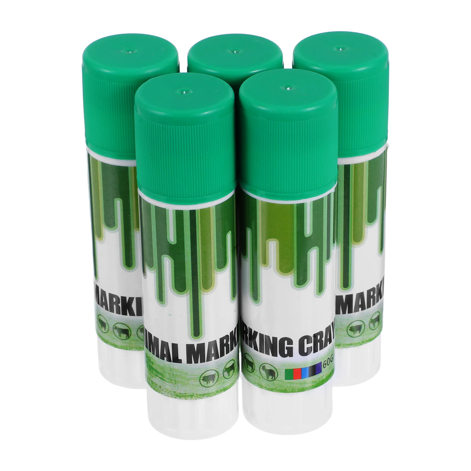 

5 pcs Livestocks Marking Color Sticks Green Water Resistant Animal Identification Crayons For Pig Cow Goat Sheep Farm Use Twist