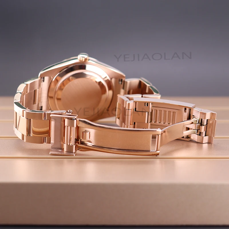 Розовое золото 40 мм 36 мм Мужские часы Корпус ремешка с сапфировым стеклом для Sky Dweller Seiko NH35 NH36/38/34 4R36 Miyota8215 8205 Механизм 28,5 мм Циферблат