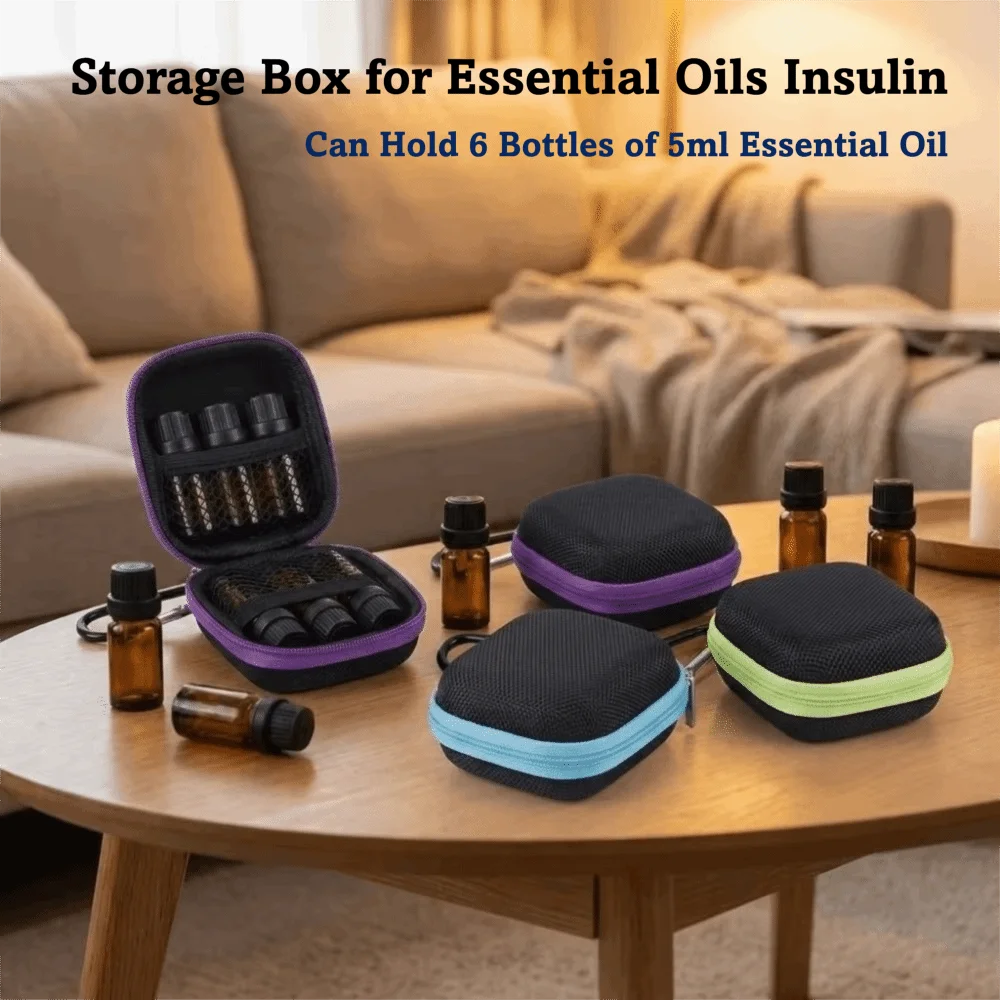Can Hold 6 Bottles of 5ml Each Essential Oil Storage Box Shockproof with 1 Hanging Buckle Hard Shell Case Hard Shell