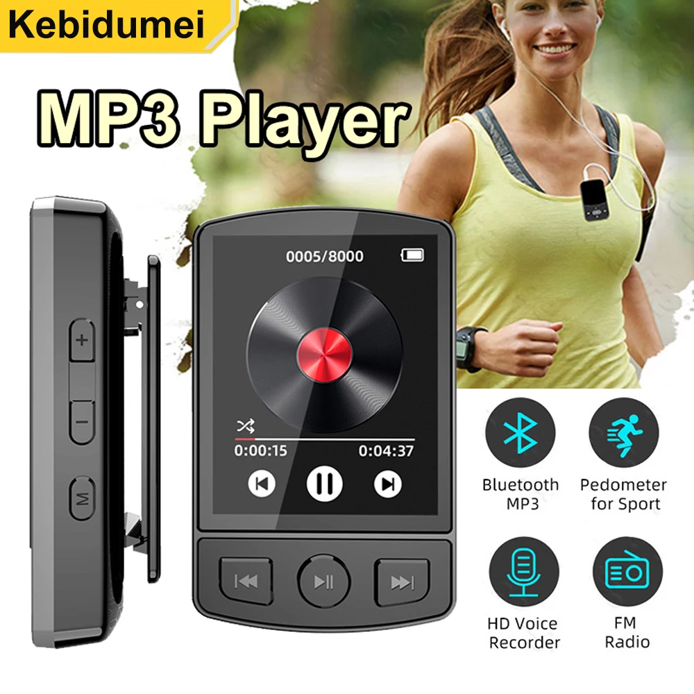 مشغل MP3 محمول مشبك رياضي وكمان HiFi مشغل صوت بلوتوث FM محول الصوت طالب وكمان شاشة 1.8 بوصة ,Portable MP3 Player Sport Clip Walkman HiFi Sound Player Bluetooth FM Audio Adapter Student Walkman 1.8 Inch Screen