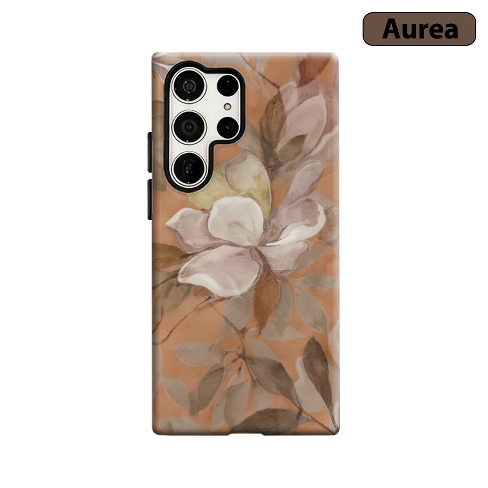 Terrakotta Weiche Blumen-Handyhülle für Samsung Galaxy S25 Ultra S24 S23 Ultra Plus Stoßfeste Doppelschicht Robuste Rückabdeckung