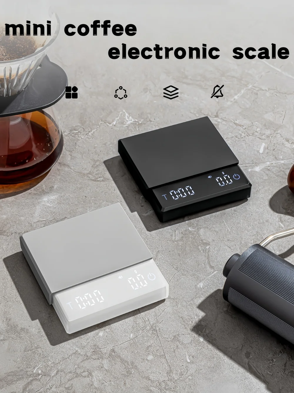 

Цифровые кофейные весы CAFOVO SC140 с таймером, точность 0,1 г, 2 режима заваривания для пуровера и эспрессо, перезаряжаемые