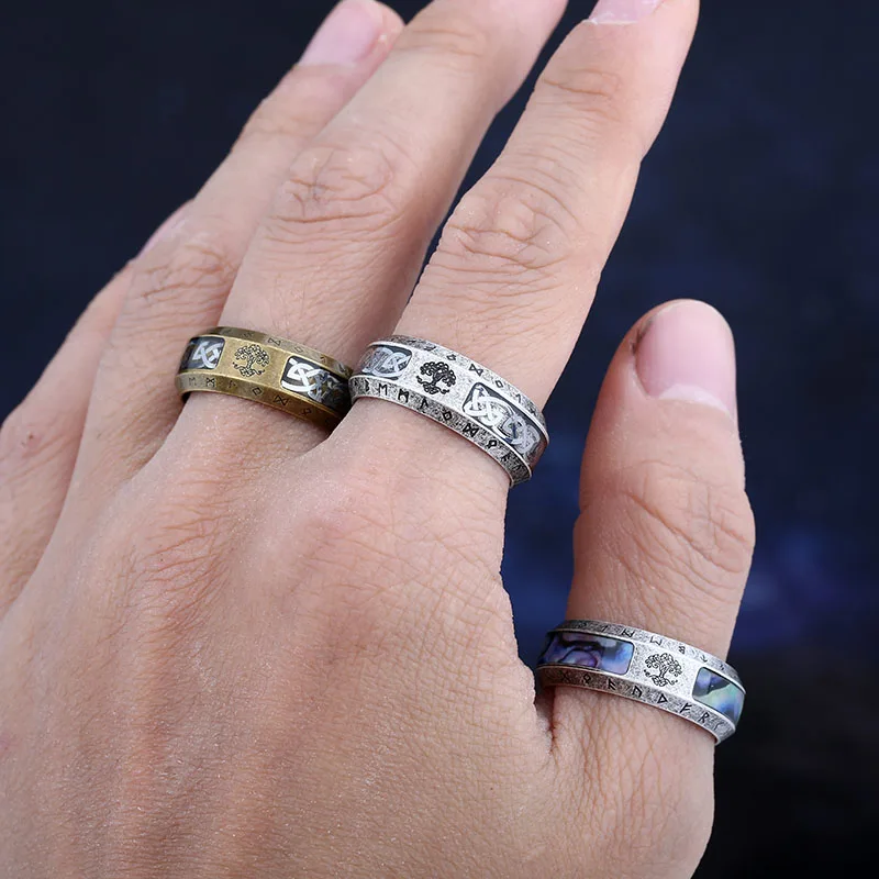 2024 NEW Men's 316L stainless-steel rings retro Odin Viking rune for teen RING Amulet fashion Jewelry Gift Valentine's day Gift