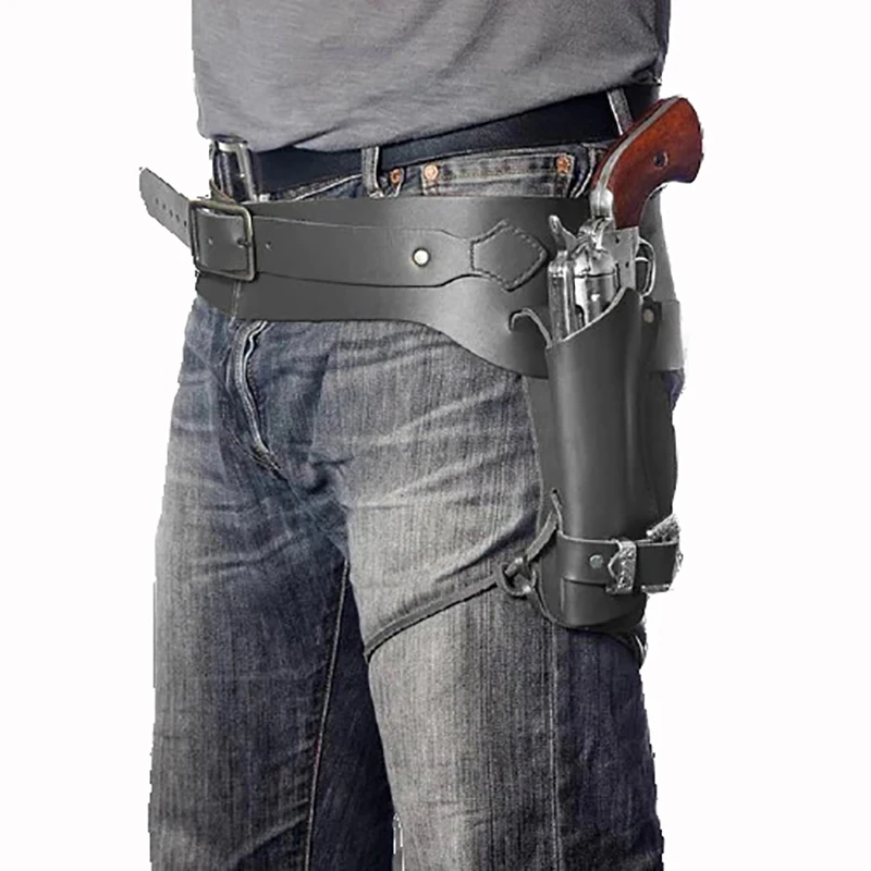 Steampunk Cowboy Cosplay Costume Accessory Western Revolver Holster Bag Old West Gun Belt Cartridge Holder Carry Case Pouch Larp