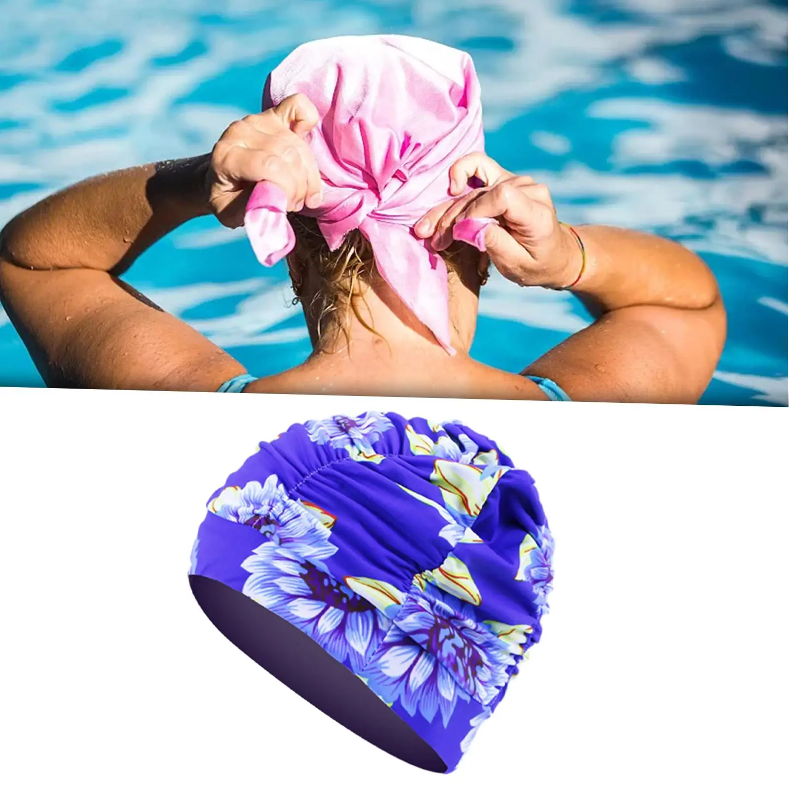 Swimming Cap Elastic Swim Bathing Hat for Long and Short Hair Adults