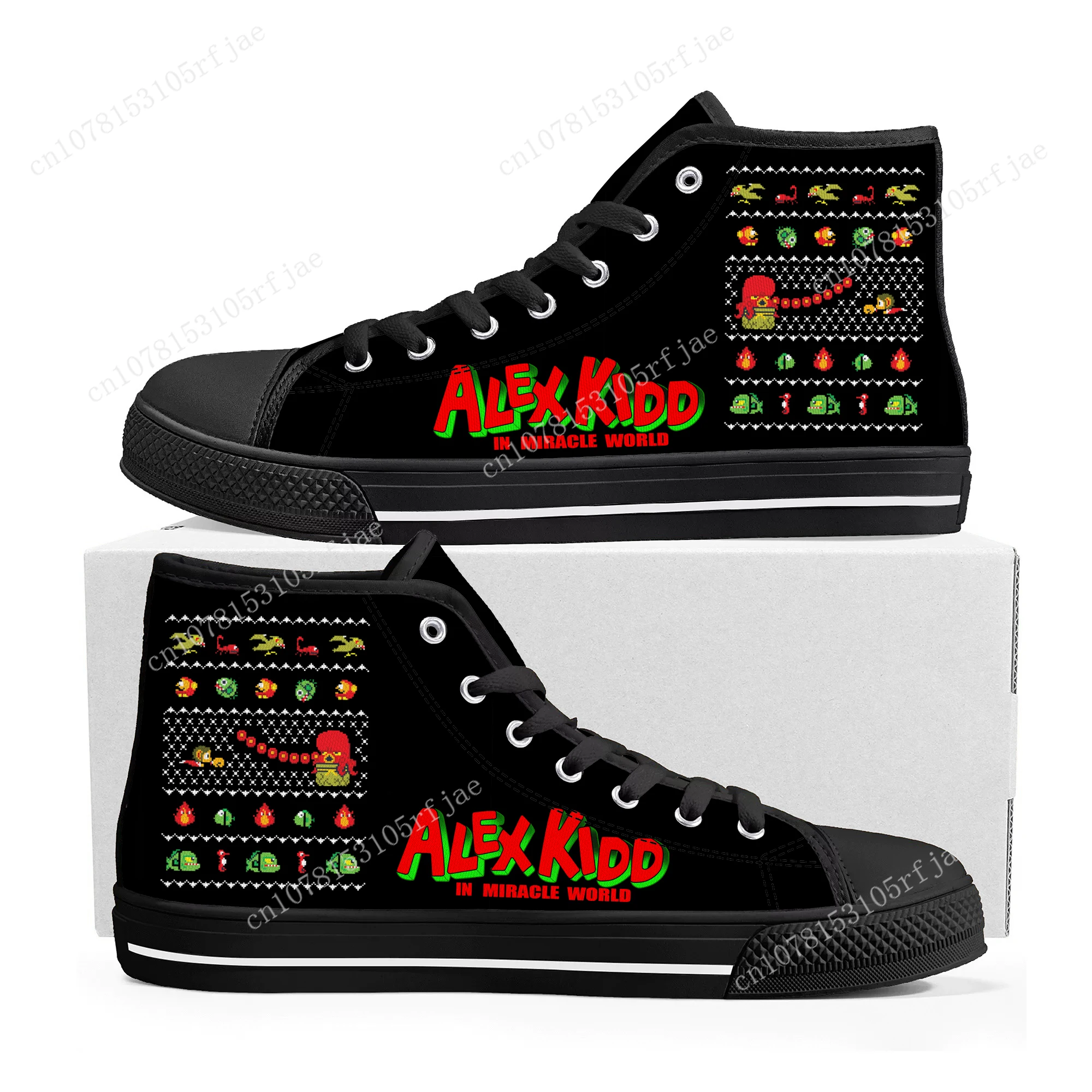 Alex Kidd High Top Sneakers Cartoon Game Mens Womens Teenager Fashion High Quality Canvas Sneaker Custom Built Couple Shoes