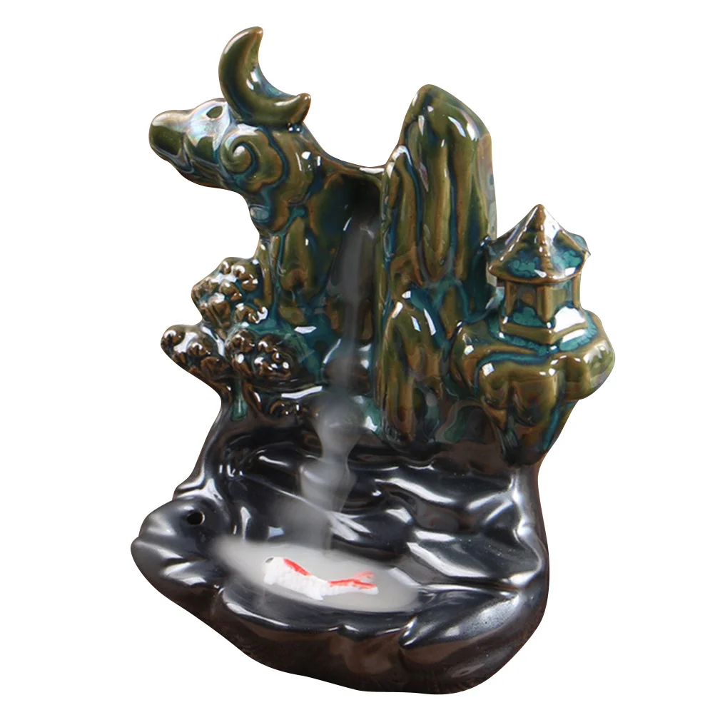 

Elegant Ceramic Incense Burner Aromatherapy Holder Home Decoration Waterfall Backflow Incense Burner Cones Fragrant Ambiance