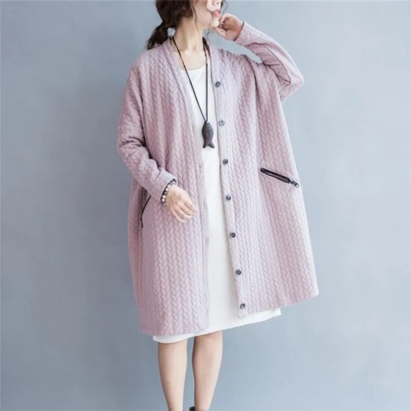 2025 Women Long Cardigans Autumn Winter Open Stitch Knitting Sweater Cardigans V neck Button Oversized Cardigan Coat Female