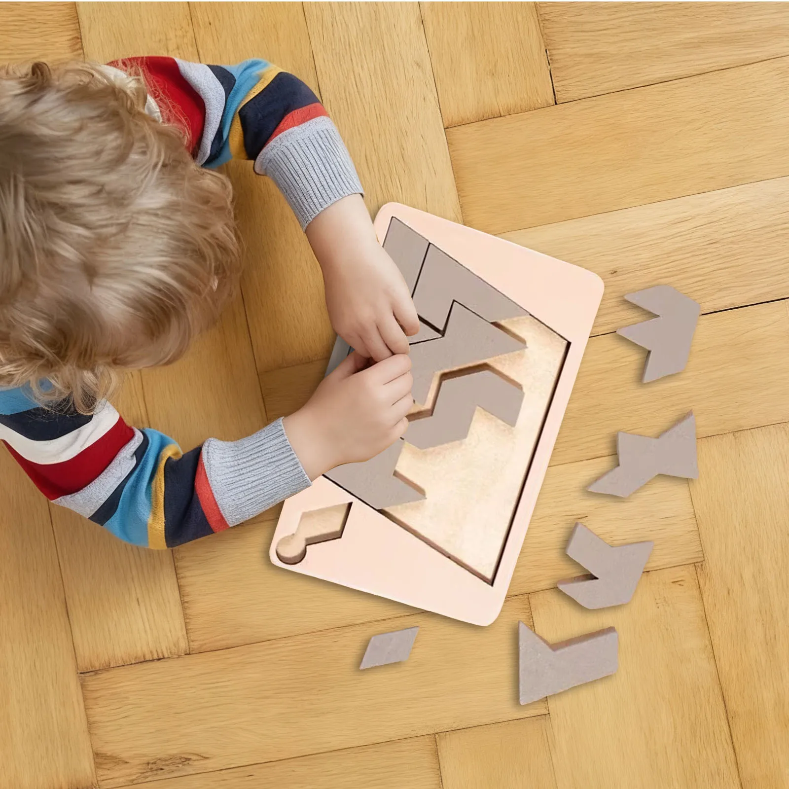 Puzzle quadrilatero per casalinghe che risolve il puzzle a blocchi di legno Sfida Puzzle in legno dalla forma irregolare che scompare a 4 piani