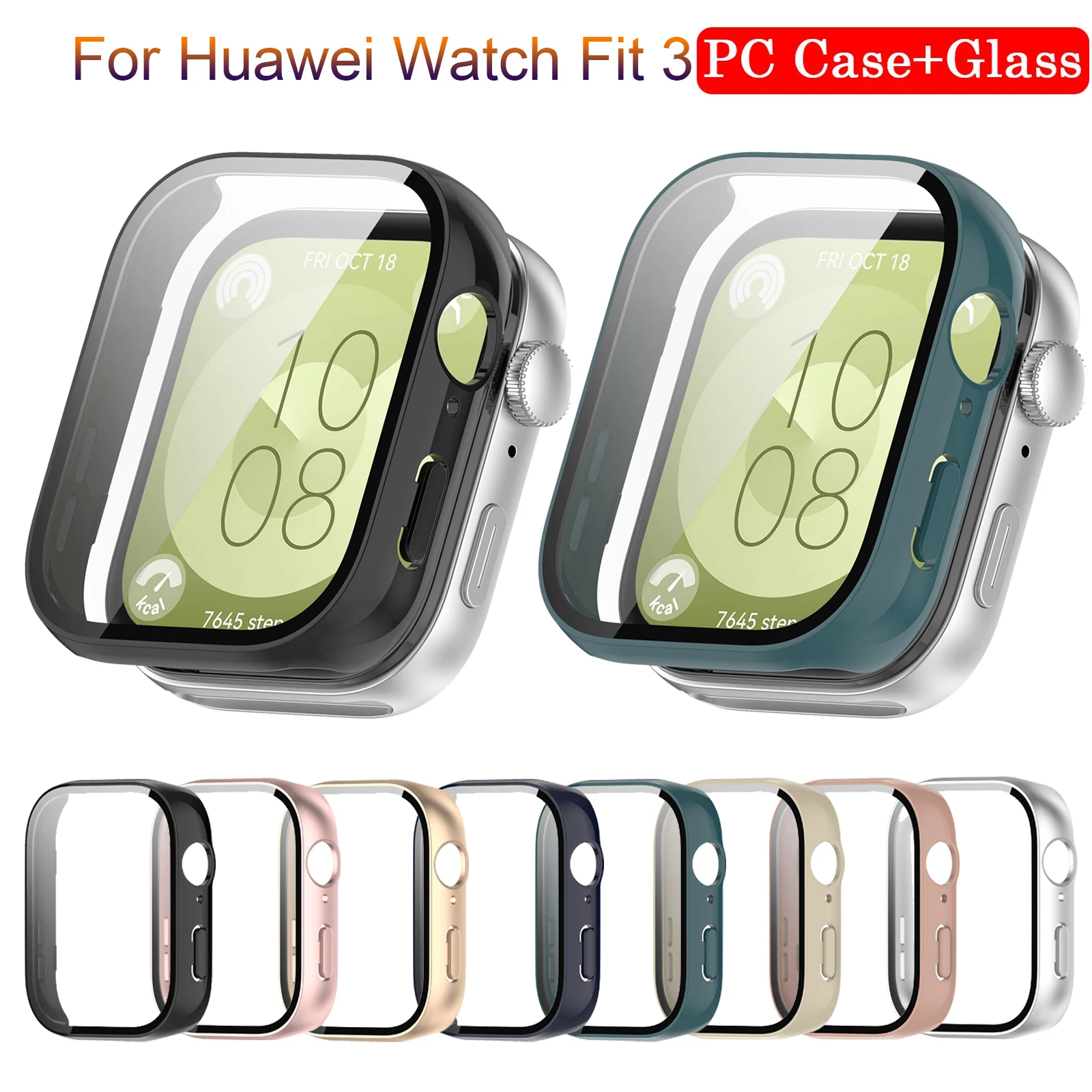 

Glass+Case For Huawei Watch Fit 3 SmartWatch All-Around Screen Protector PC Bumper Tempered Glass For Huawei Watch Fit3 New Case