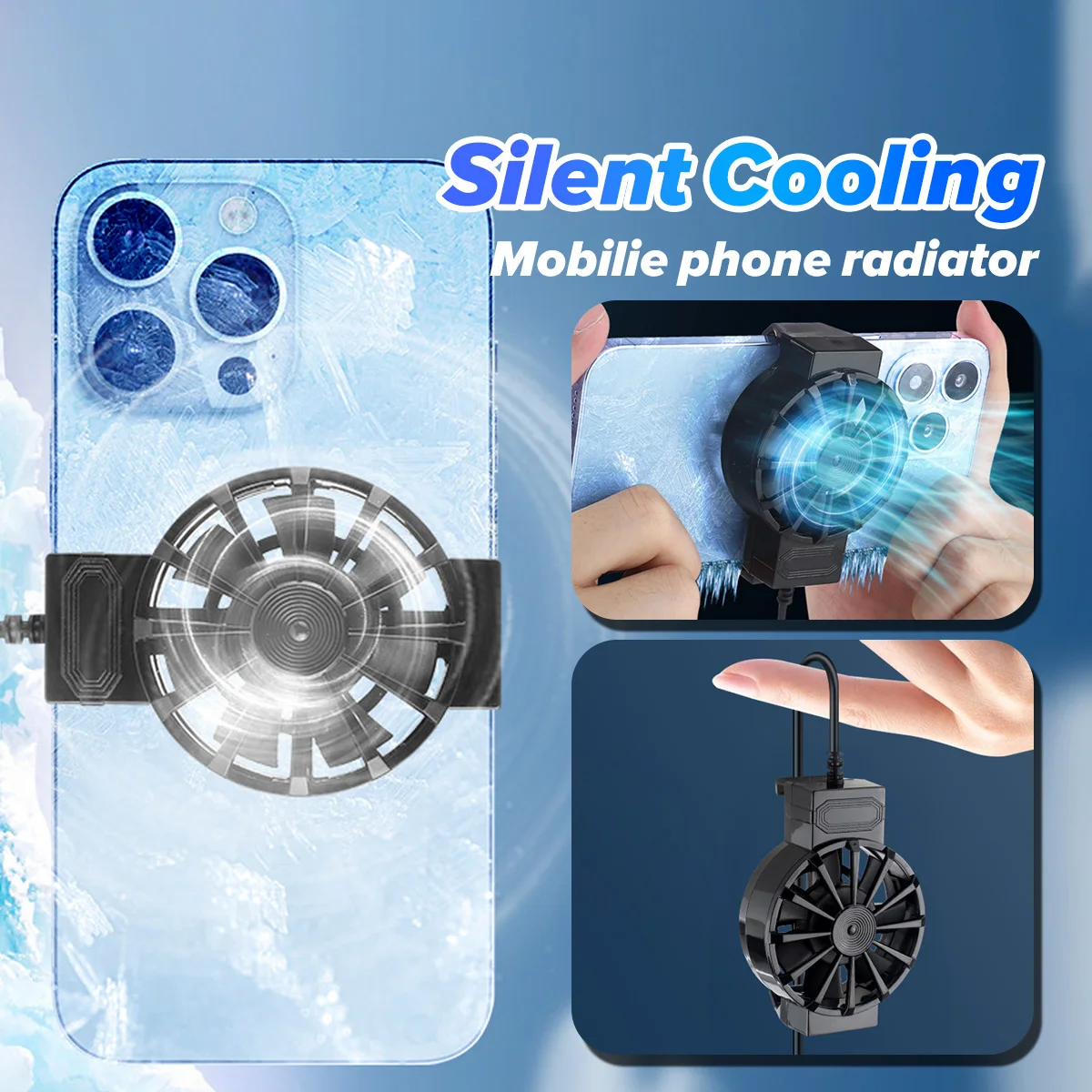 USB Powered Phone Cooler Mini Phone Cooling Fan Portable Cooling Fan for Game Live Streaming Players Cellphone Radiator Heatsink