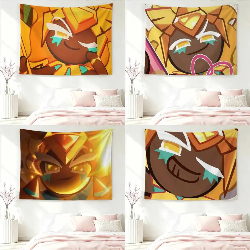 Golden Cheese Cookie Tapestry Flags Wall Hanging Background Art Banner for Bedroom Home Outdoor Decor