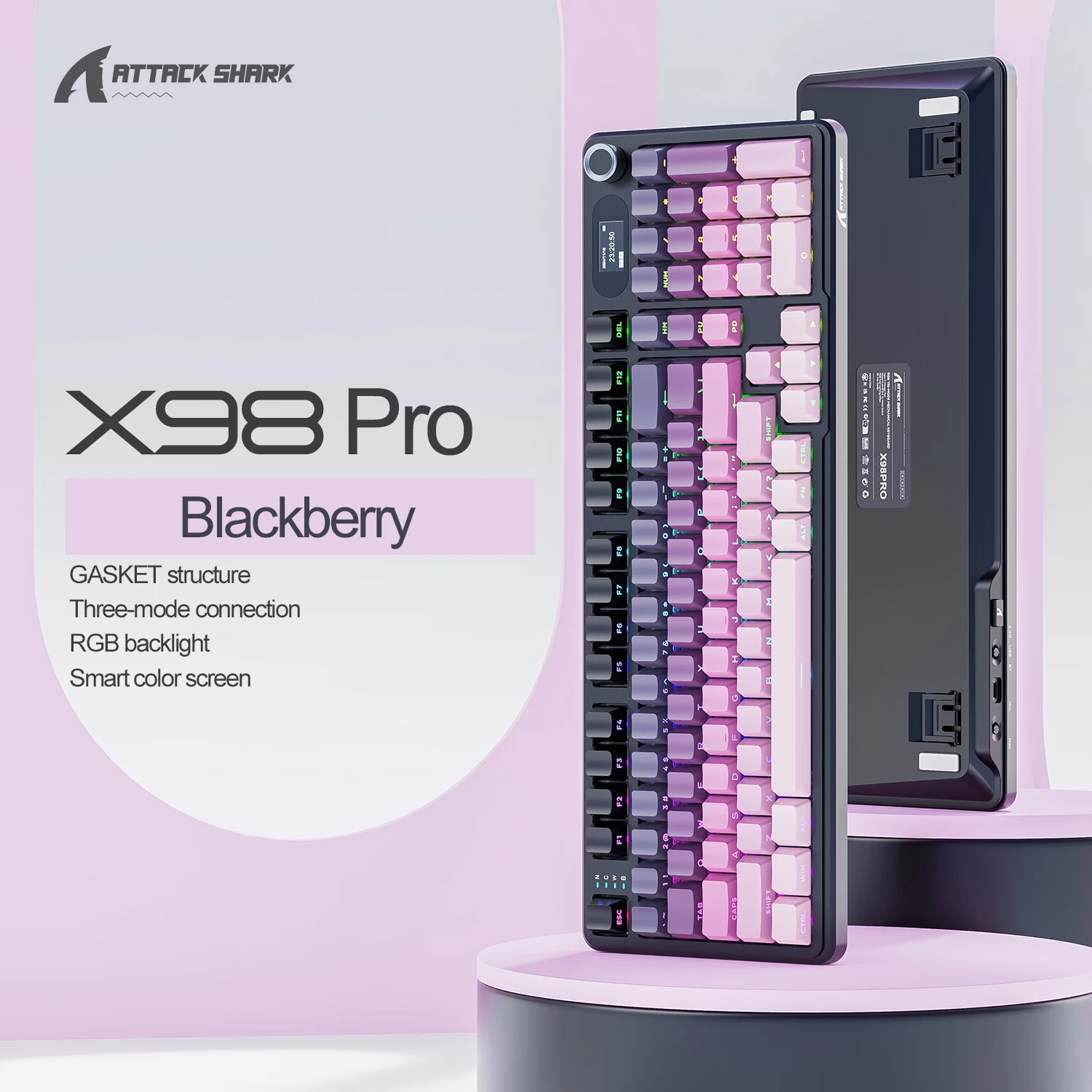 

ATTACK SHARK X98Pro Wireless Keyboard Features Gasket Structure,TFT Smart Color Screen and RGB Dazzling Light Effects