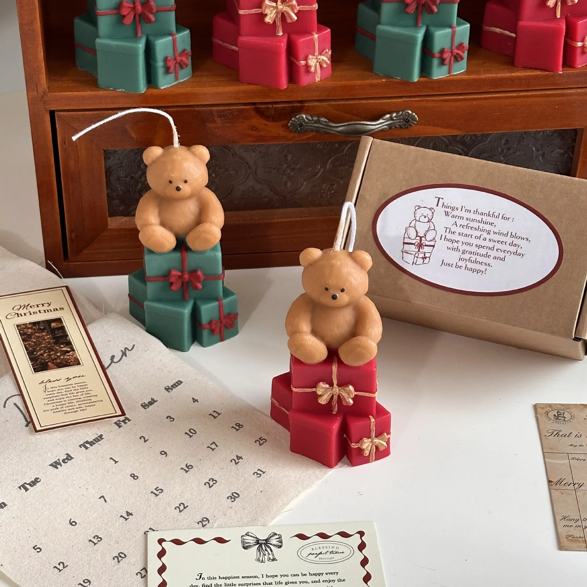 Rose Teddy Bear Scented Candles Aesthetic Home Decorative Candles Smokeless Personalized Candles Guest Gift Lot