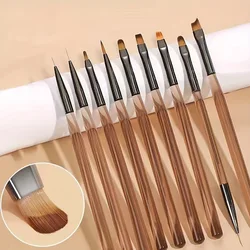 9Pcs UV Gel Nail Art Brush Acrylic Drawing Painting French Line/Flower Pen Nails Tip Gradient Build Light Therapy Manicure Brush