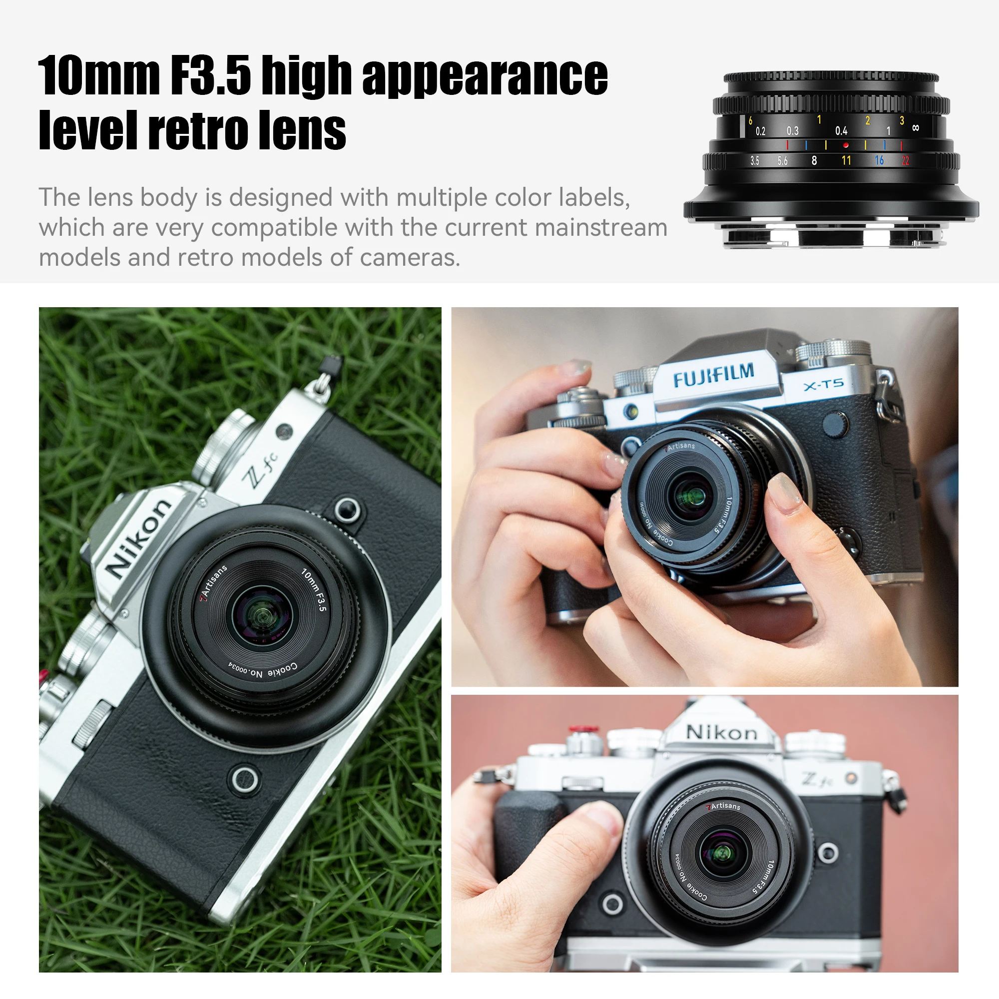 7artisans APS-C 10mm F3.5 초광각 카메라 렌즈 인문 사진 촬영용 소니 E A7Rii 후지필름 X 니콘 Z M43 마운트