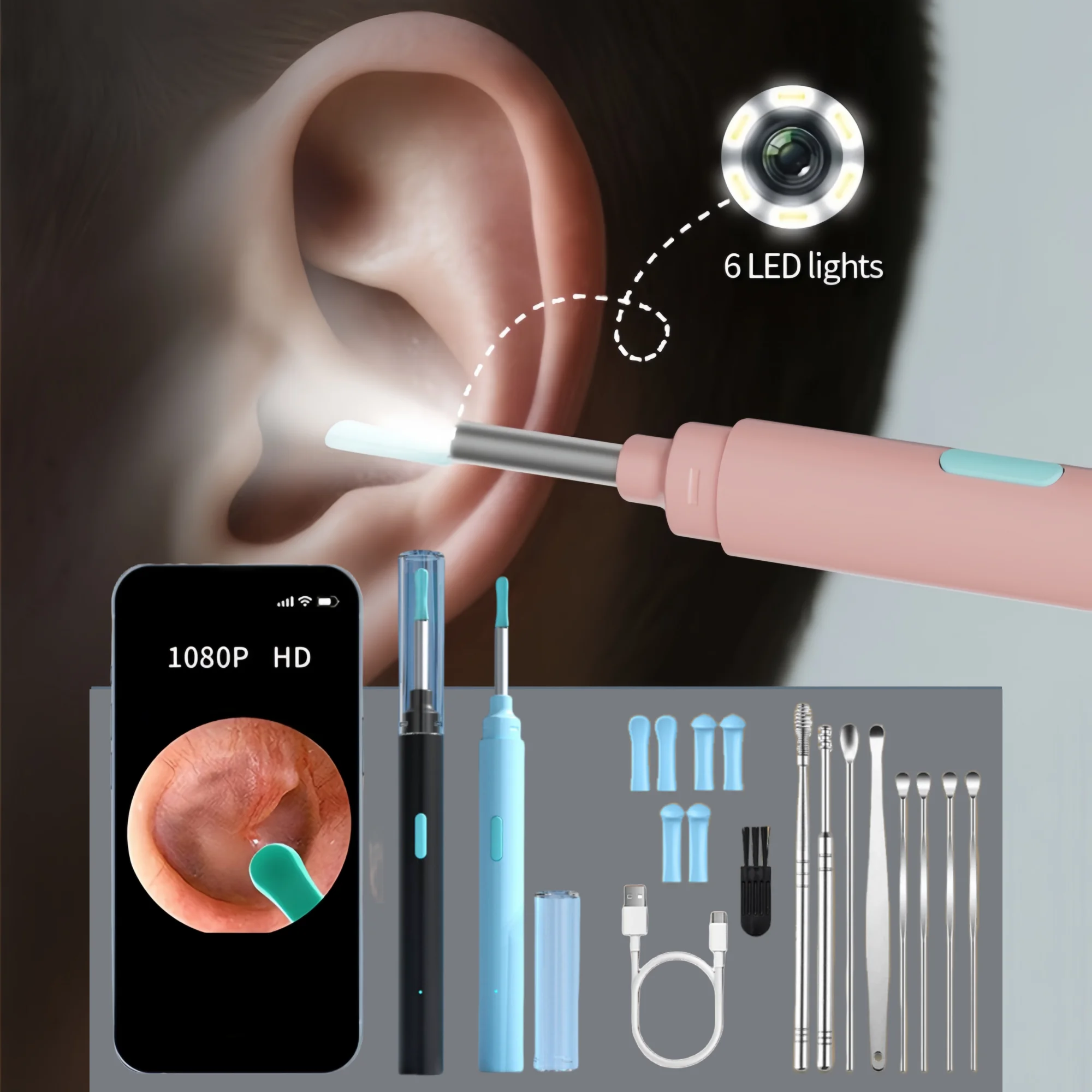 

Visual Ear Wax Cleaner with Camera Safe Earwax Removal Endoscope with Camera Luminous Otoscope Ear Cleaning Tools Ear Care