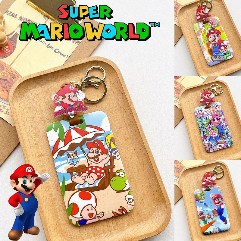 

Super Mario Bros Easy Pull Card Holder Fashion Student Bus Card Meal Card Access Cards Retractable Cards Holder Cute Keychain