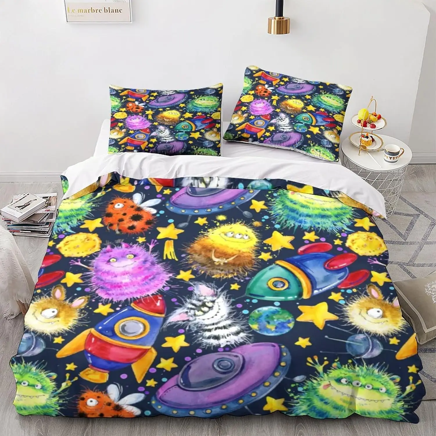 Alien Duvet Cover Pillowcase UFO Bedding Set Adult Boy Girl Bedroom Decoration Children Gift Single Double Size