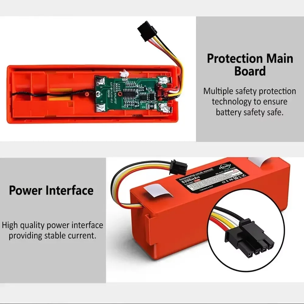 14.4V BRR-2P4S-5200S Robotic Vacuum Cleaner Replacement Battery For Xiaomi Roborock S55 S60 S65 S50 S51 S5 1S 1ST MAX S6 Parts image 3