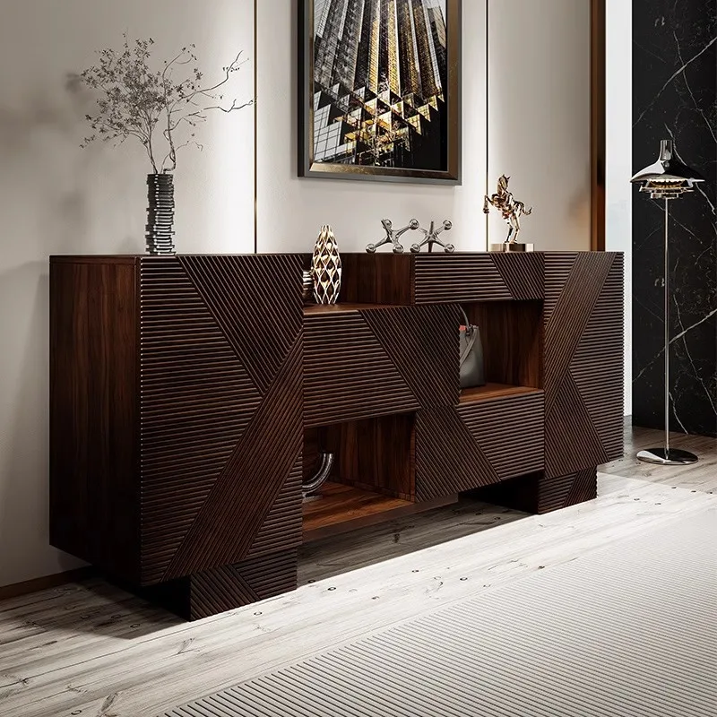 

Minimalist light luxury dining side cabinet entry porch partition shoe cabinet living room post-modern walnut