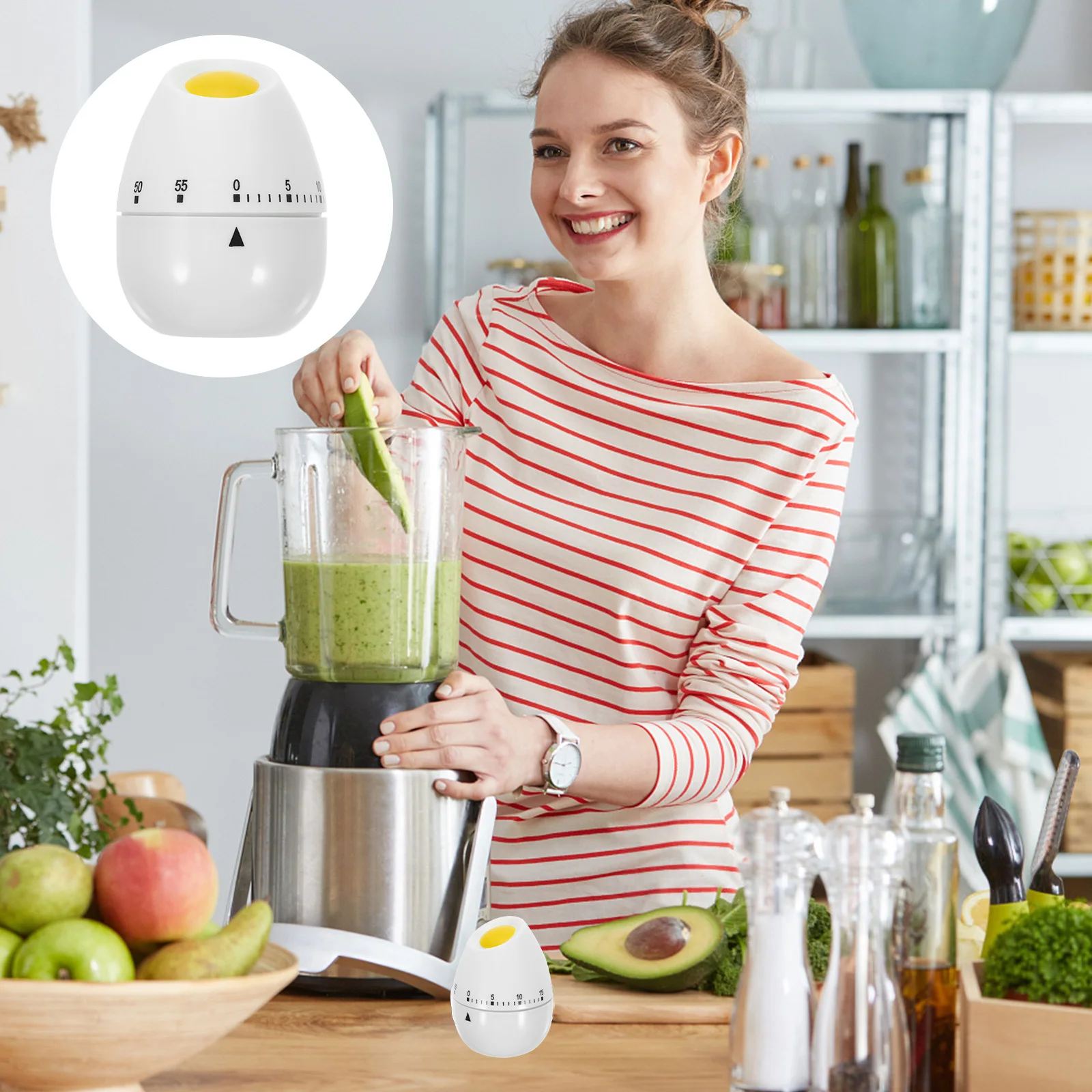 

Mechanical Egg Shape Kitchen Timer Cute Visual Timer for Cooking Baking Classroom Management Kitchen Time Manager