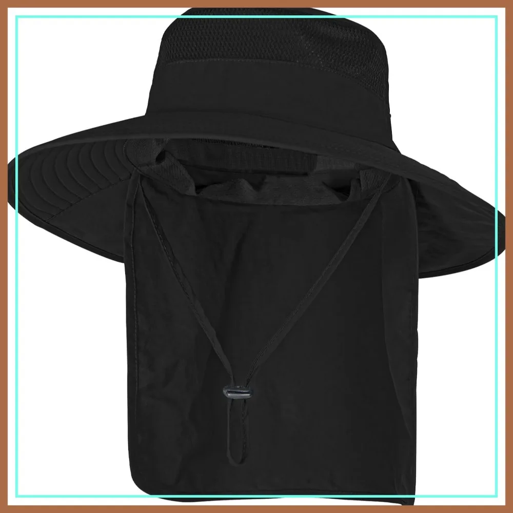 

UPF 50+ Sun Hats for Men Women, Wide Brim Bucket Hats with Neck Flap, Breathable Safari Hat for Fishing Hiking