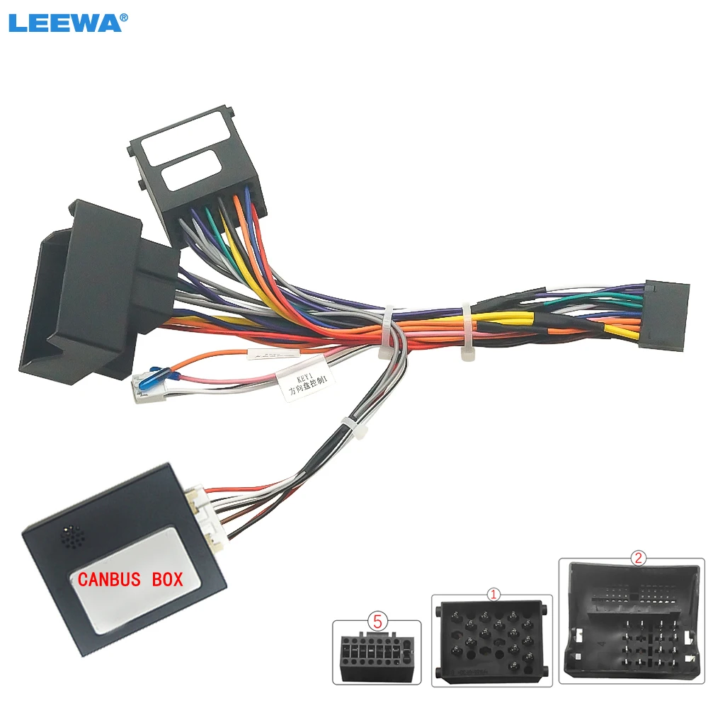 

LEEWA Car 16pin Power Cord Wiring Harness Adapter With Canbus For BMW E39/E46/E53(98-14) Installation Head Unit #CA7610