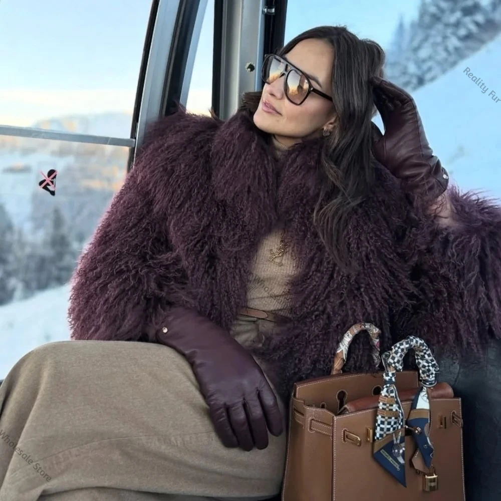 Mongolian Fur Coat Natural Fur Fashion Warm New Autumn Winter Clothes Women Mid-length Natural Fur Coat Luxury Real Fur Overcoat - view 3