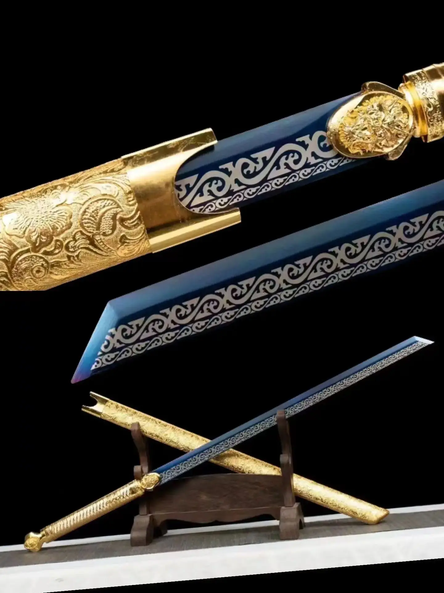 Golden Dragon Loong Battle Sword, Handmade Multi Refined High Manganese Steel Baked Blade, Real Chinese Kungfu Weapon, Unsharp