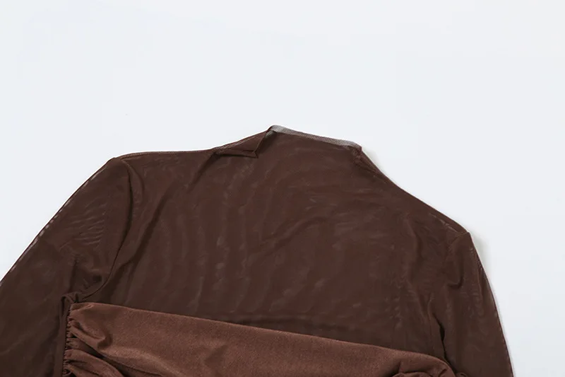 فستان قصير غير منتظم للعطلات على الشاطئ شبكي شفاف ملابس نسائية Y2K ملابس خروج صيفية بأكمام طويلة فساتين ضيقة جديدة