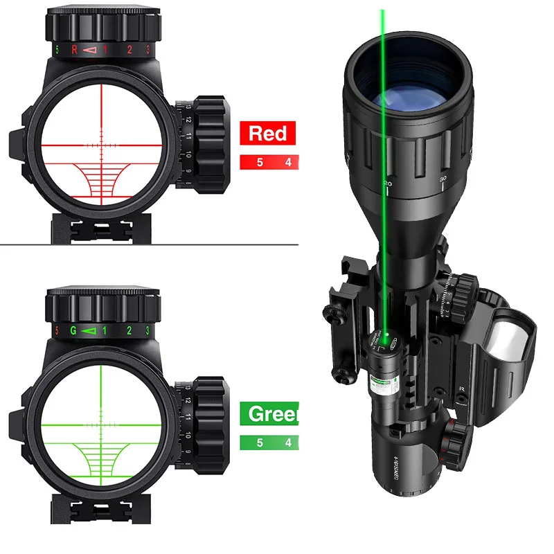 

4-16x50 AO Tactical Rifle Scope Dual Illuminated Rangefinder Optics 4 Holographic Reticle Red Green Dot Sight Laser Sight